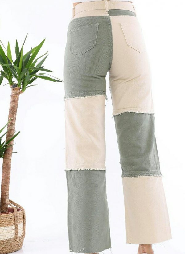 Patchwork Frayed Detail Straight Leg - Image 4