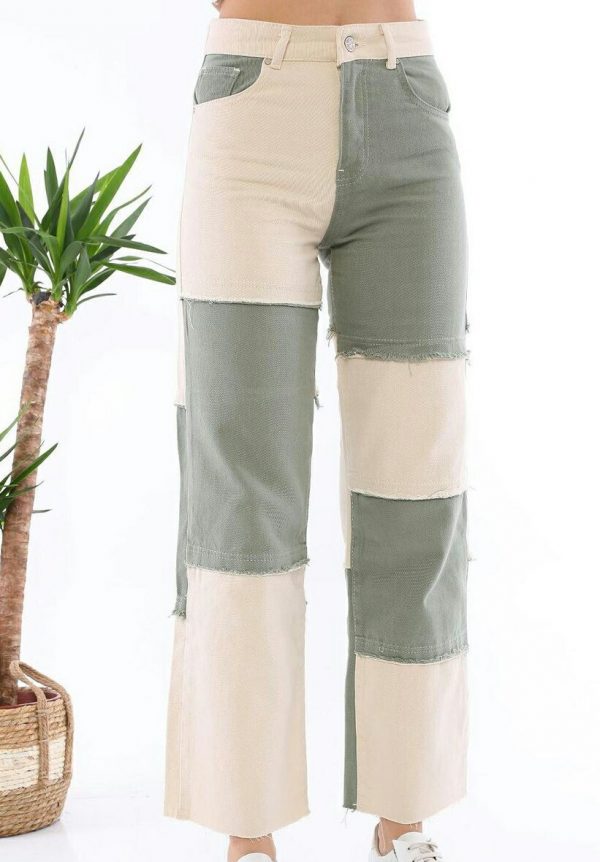 Patchwork Frayed Detail Straight Leg - Image 3