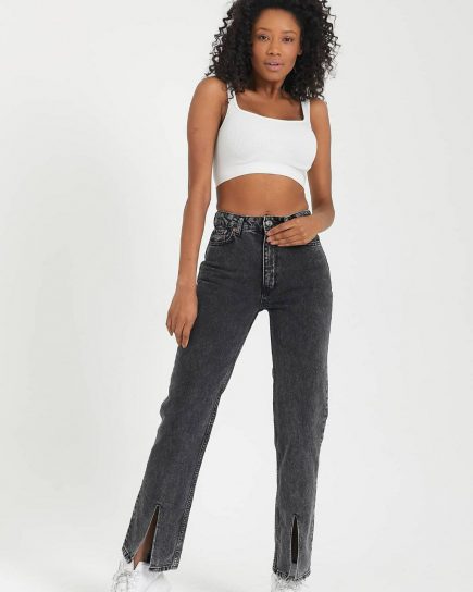 Front Slit - Wide Leg Jeans