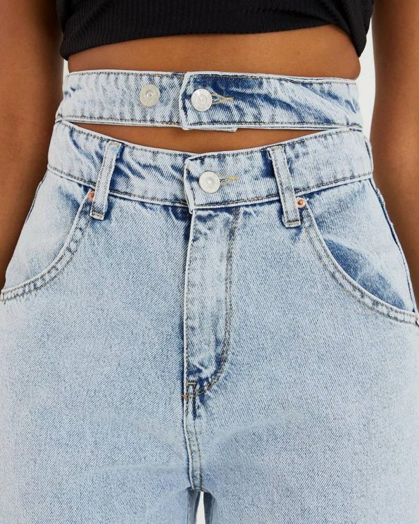 Double Waistband - Wide Leg Jeans - Image 2