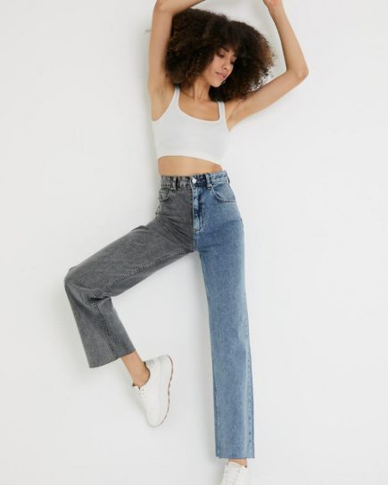 Colourblock Wide Leg Jeans