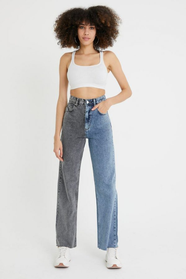 Colourblock Wide Leg Jeans - Image 2