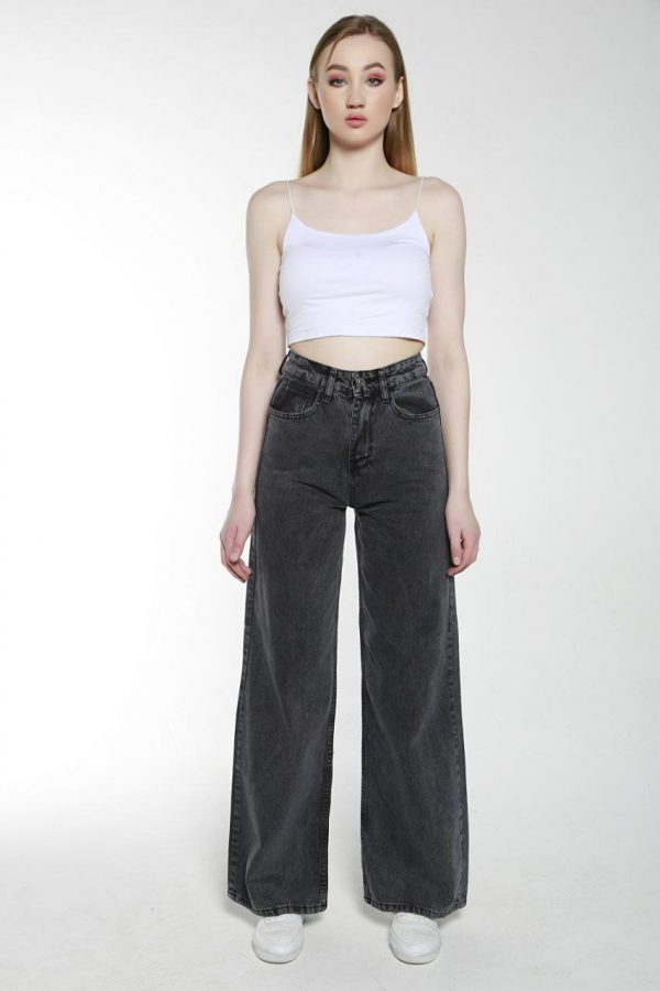 Wide Leg Jeans [ Grey]