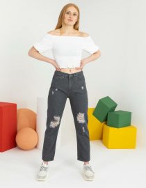 Ripped MoM Jean [GREY]