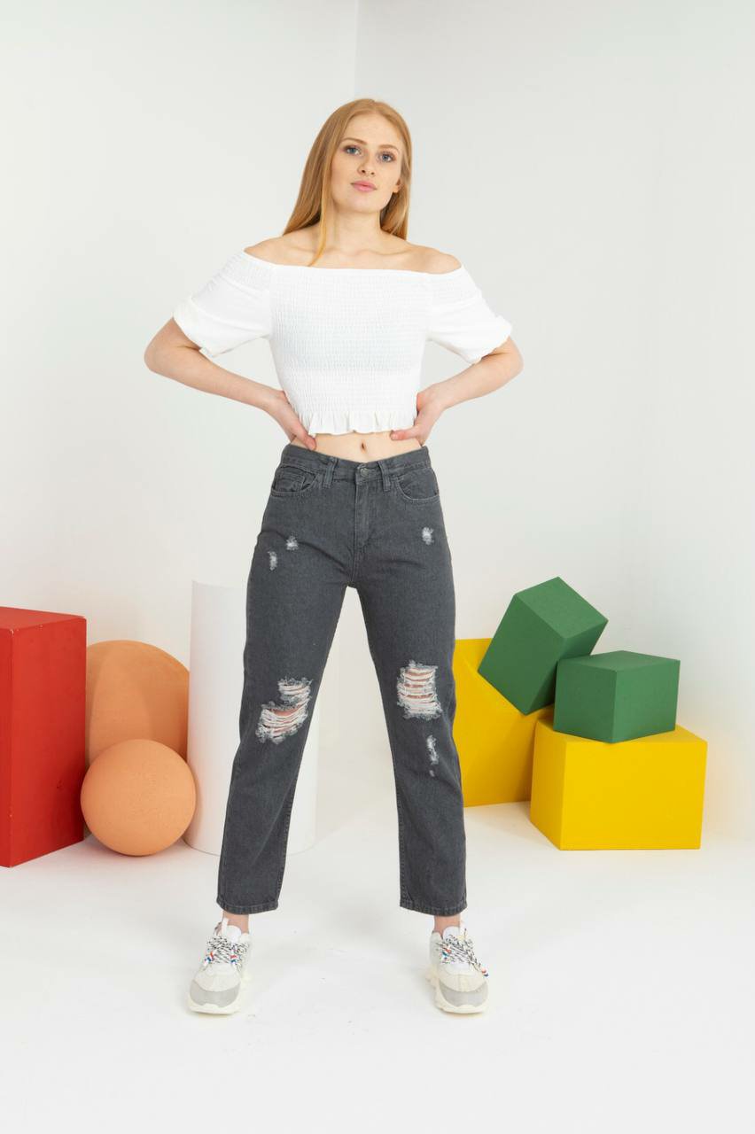 Ripped MoM Jean [GREY]