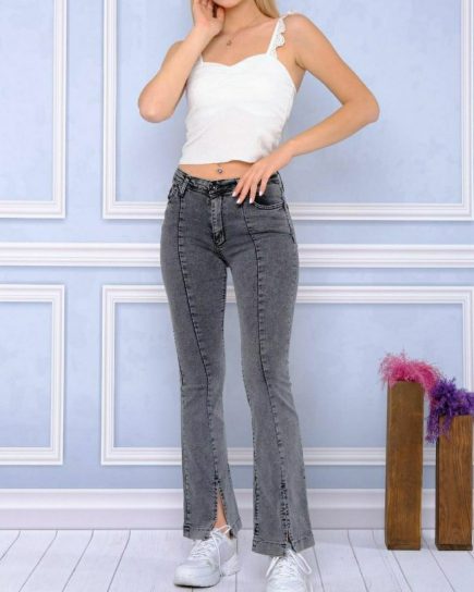 Front Slit Jeans GREY