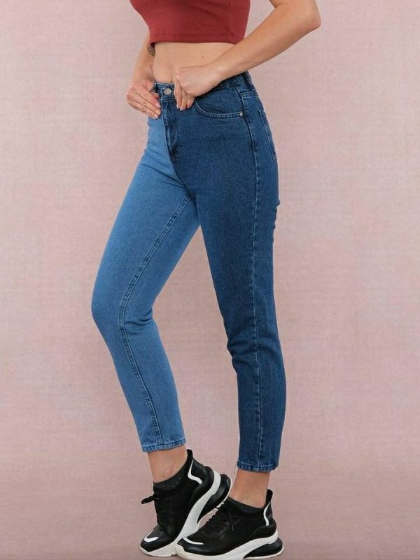 Colourblock MoM FiT Jeans In Blue - Image 2