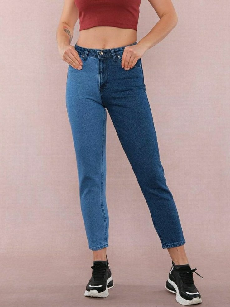 Colourblock MoM FiT Jeans In Blue