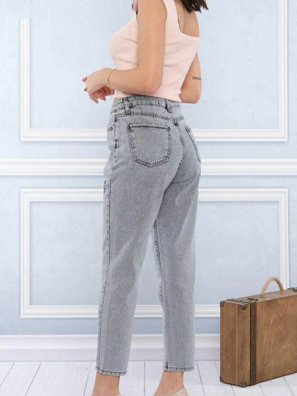 MoM Jean With Embroidery Model [GREY] - Image 2