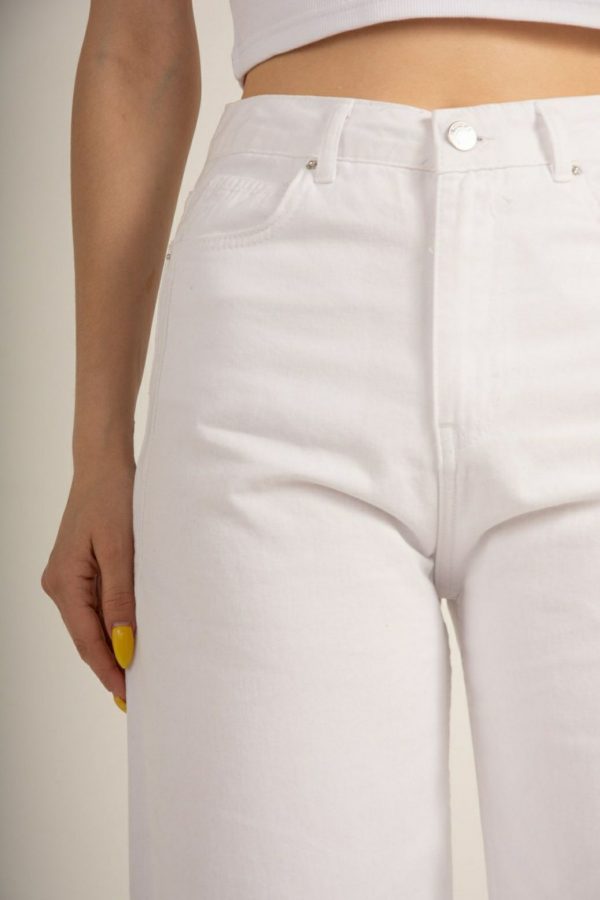 White Wide Leg Jeans - Image 5