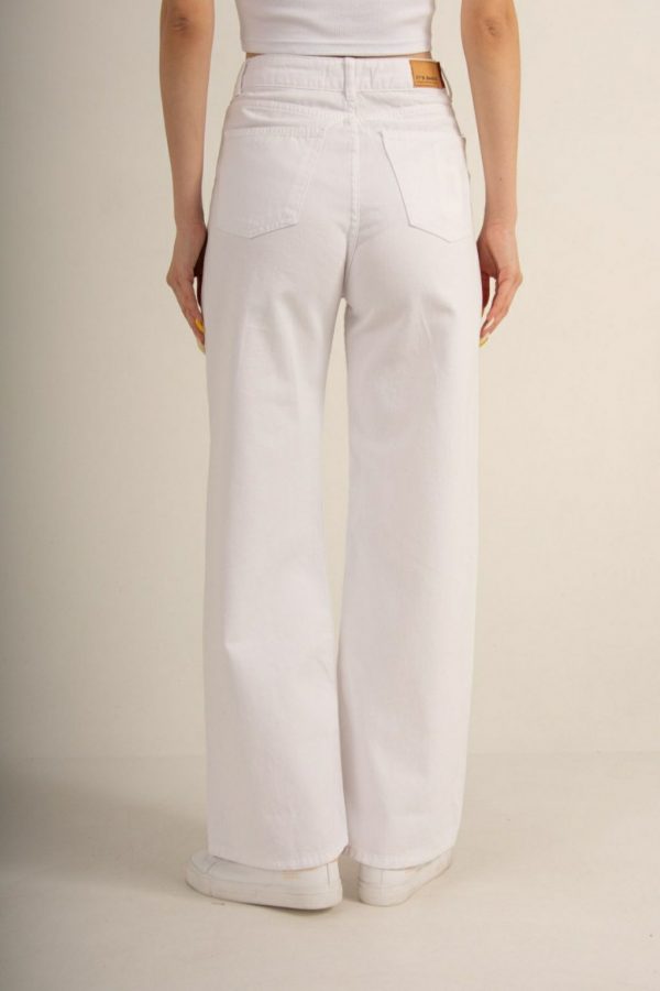 White Wide Leg Jeans - Image 3
