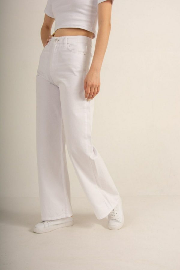 White Wide Leg Jeans - Image 2