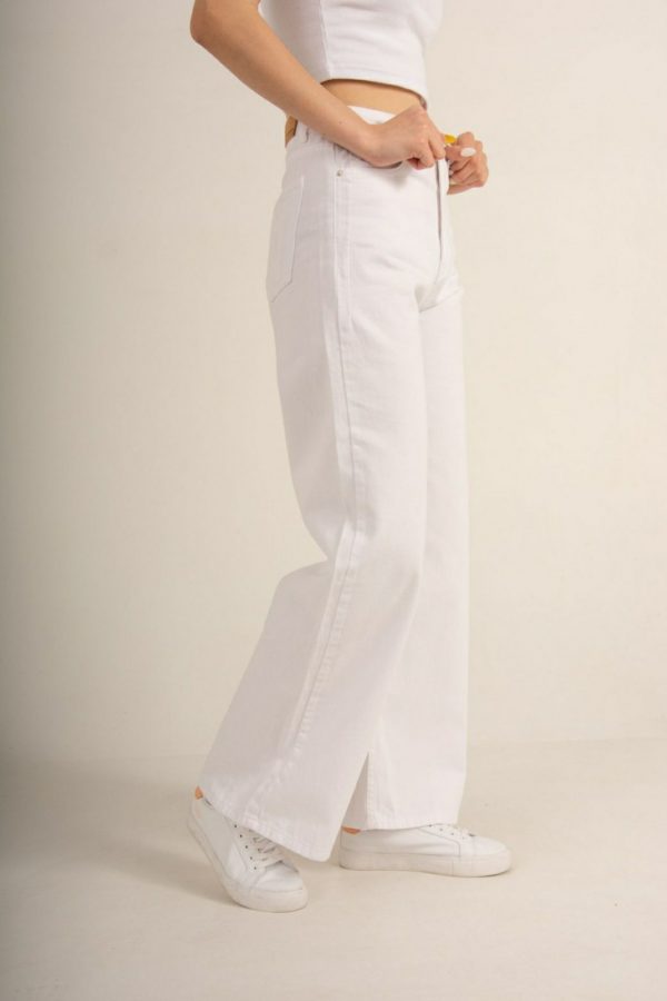 White Wide Leg Jeans - Image 4