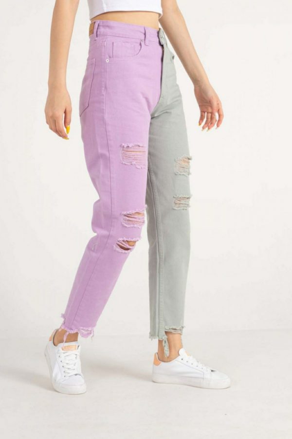 Block Color Ripped MoM Jeans - Image 4