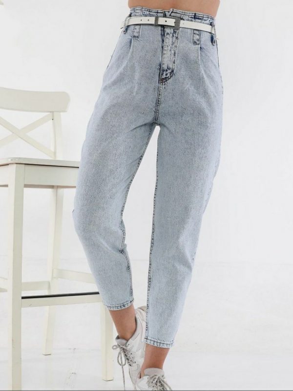 Slouchy Jeans With Belt [SNOW] - Image 2