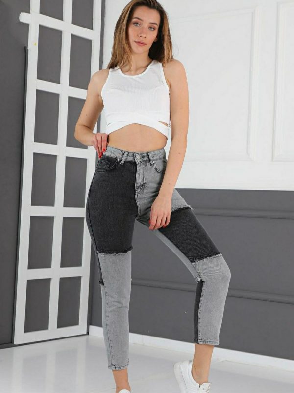 Patchwork Frayed Detail - MoM FiT Jean
