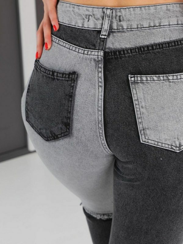Patchwork Frayed Detail - MoM FiT Jean - Image 6