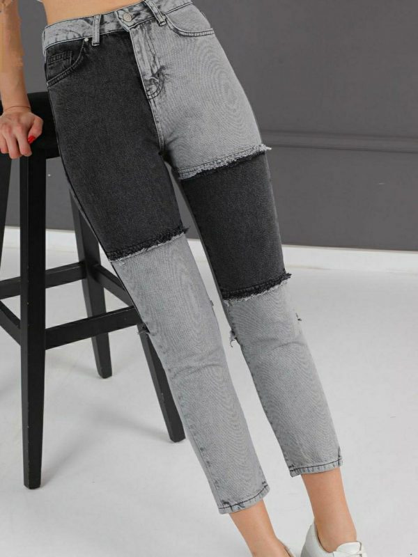Patchwork Frayed Detail - MoM FiT Jean - Image 3