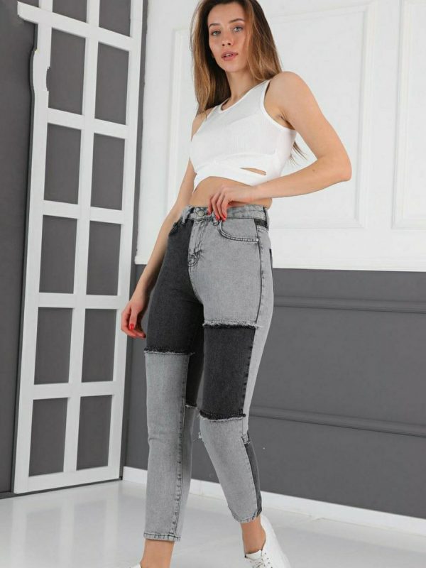 Patchwork Frayed Detail - MoM FiT Jean - Image 5