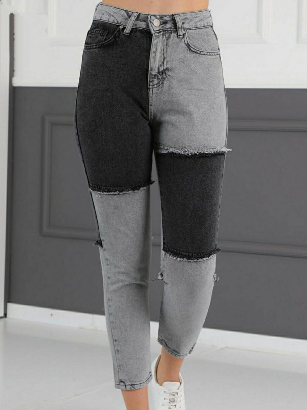 Patchwork Frayed Detail - MoM FiT Jean - Image 4