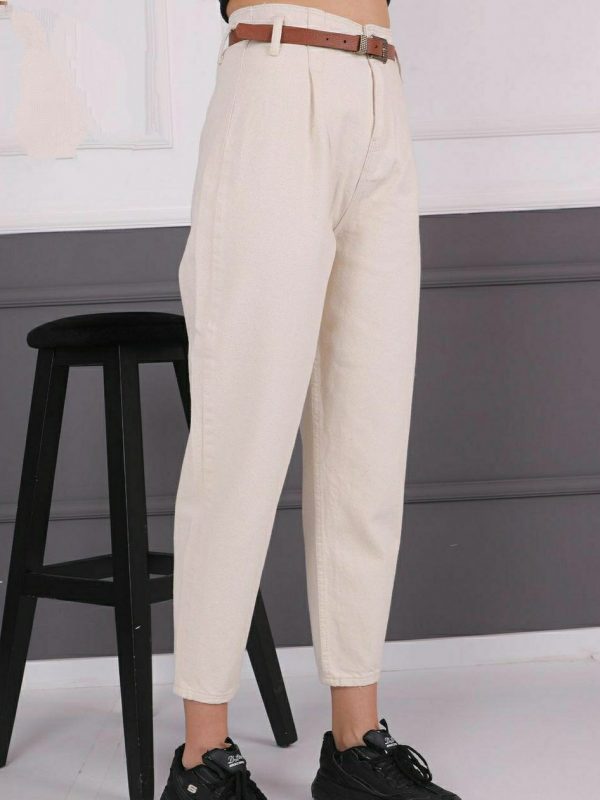 Slouchy Jeans With Belt [BEIGE] - Image 2