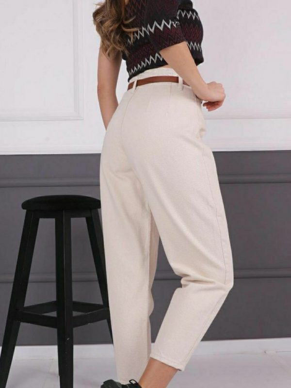 Slouchy Jeans With Belt [BEIGE] - Image 3