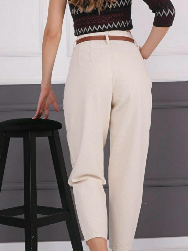 Slouchy Jeans With Belt [BEIGE] - Image 4