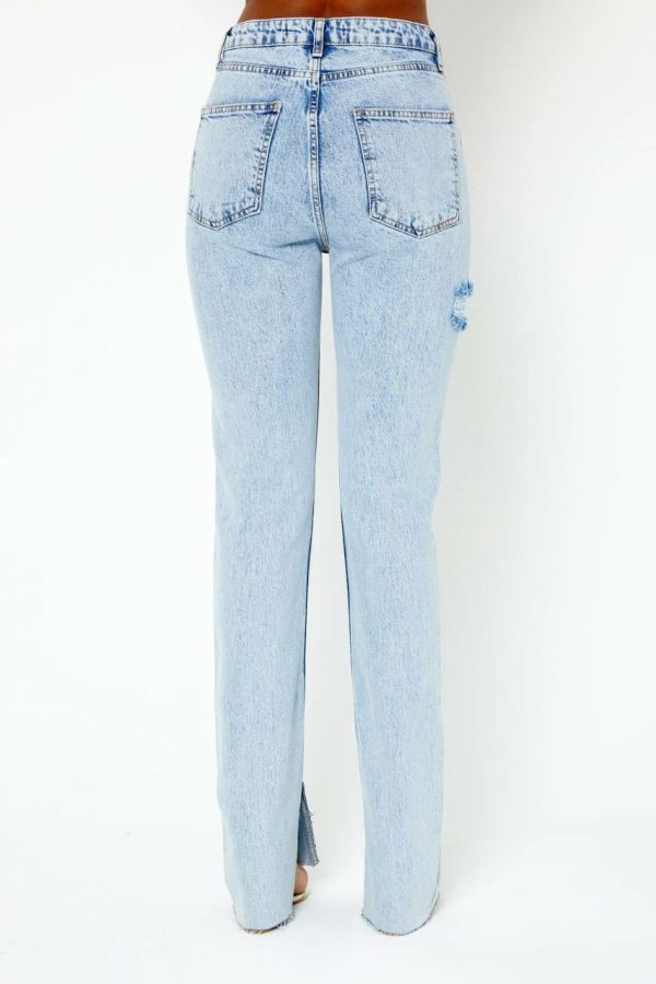 Torn Side Straight Fit Jean [SNOW] - Image 3