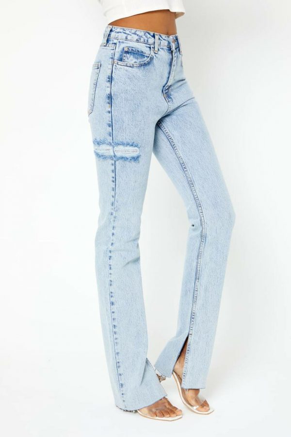 Torn Side Straight Fit Jean [SNOW] - Image 2