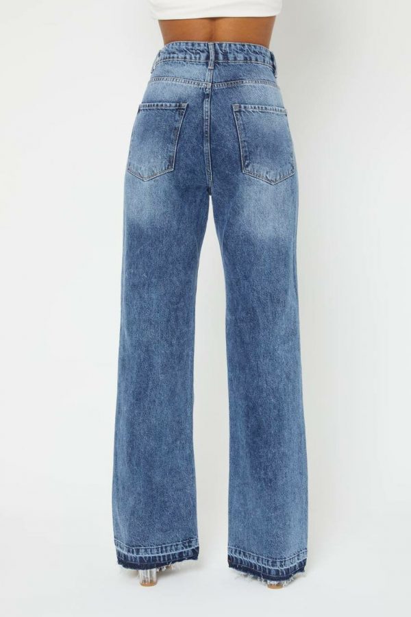 Wide Leg Jean With Holes & Untreated Edge - Image 3