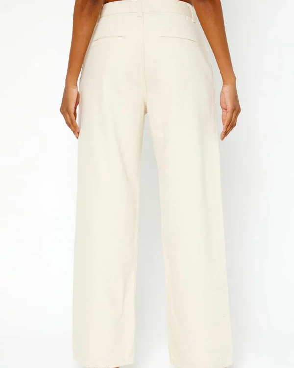Cross Buttons Wide Leg Beige - Image 3