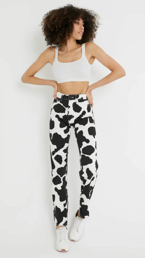 Cow Print - Straight Leg Jeans - Image 2