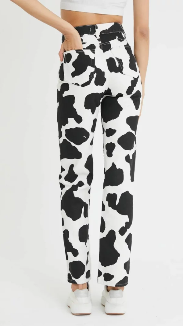 Cow Print - Straight Leg Jeans - Image 7