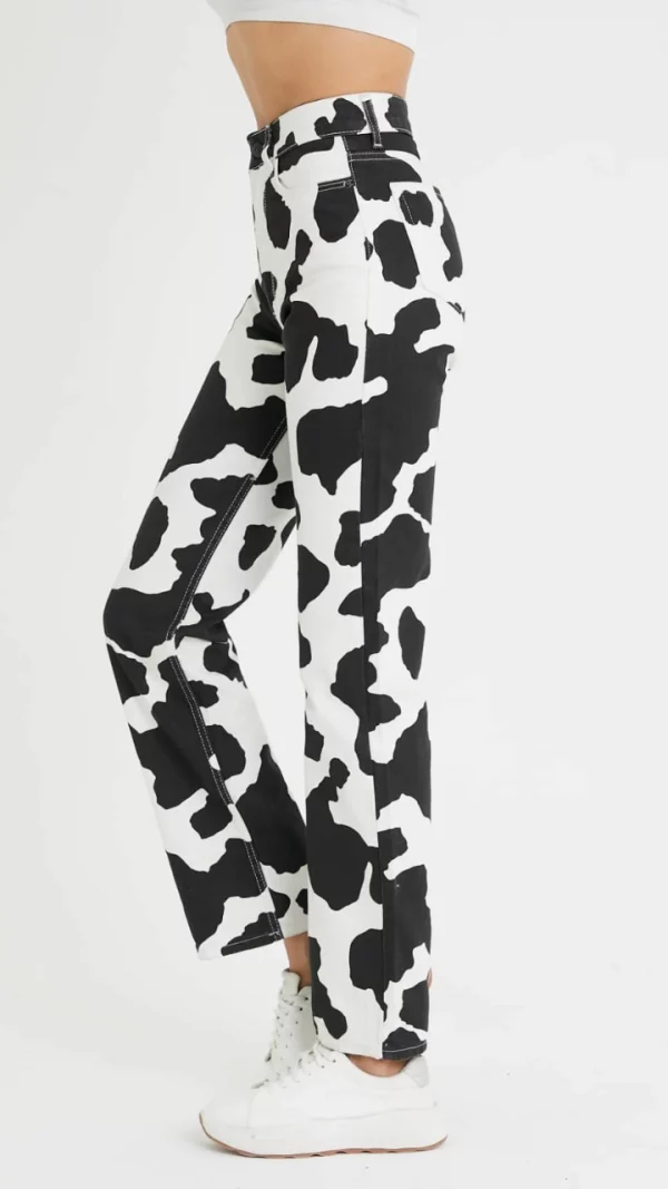 Cow Print - Straight Leg Jeans - Image 3
